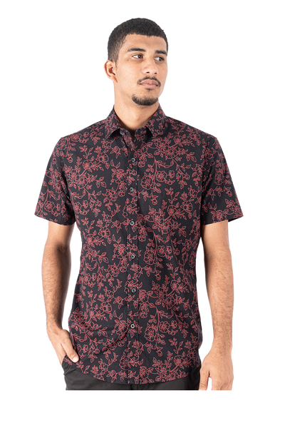 Krass Slim Fit Printed Shirts - Crimson