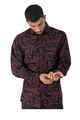 Krass Slim Fit Printed L/S Shirts - Crimson