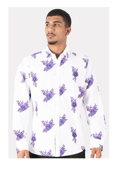 Krass Slim Fit Printed L/S Shirts - Rose