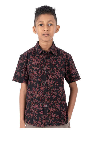 Krass Boys Slim Fit Printed Shirts - Crimson