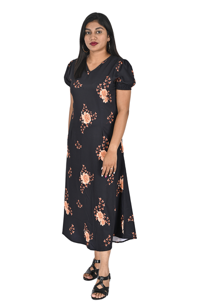 NIFTY SOUL PUFF SLEEVE DRESS - ROSE