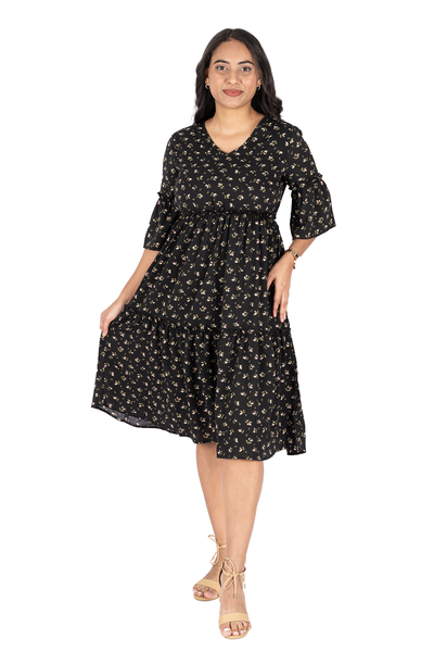 NIFTY SOUL DELTA RUFFLED HEM DRESS