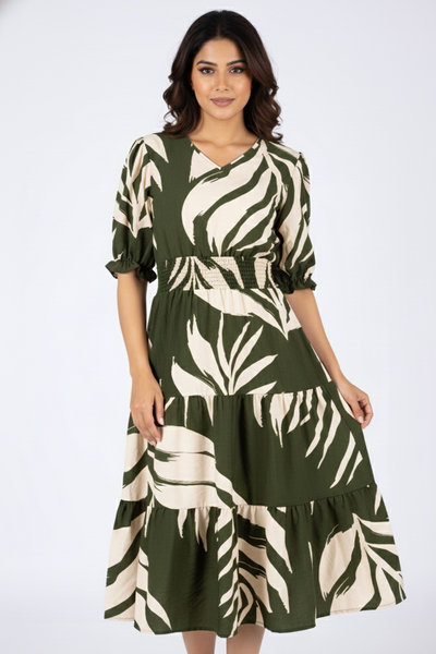 Nifty Soul V Neck Ruffled Hem Dress 