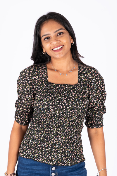 NIFTY SOUL SMOCKING TOP WITH BACK TIE