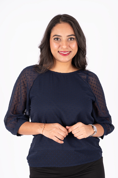 NIFTY SOUL SWISS DOT 3/4 SLEEVE TOP