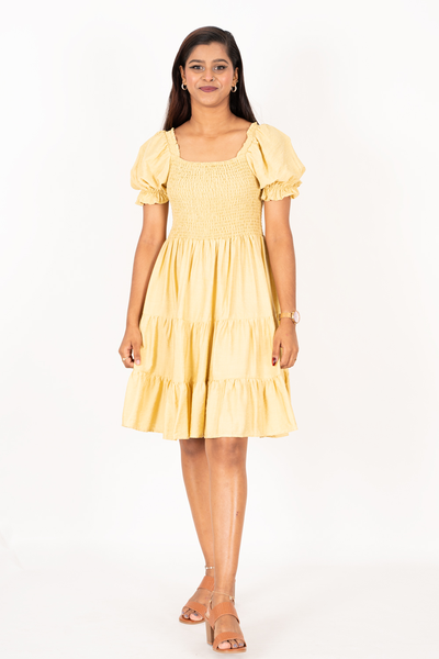 Nifty Soul Smocked Shirred Dress With Back Tie