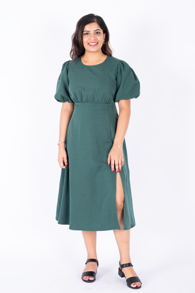 Nifty Soul Round Neck Dress With Slit