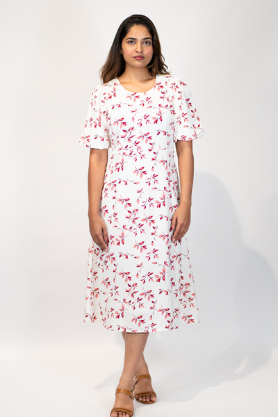 NIFTY SOUL RUFFLED HEM DRESS WITH PUFF SLEEVE