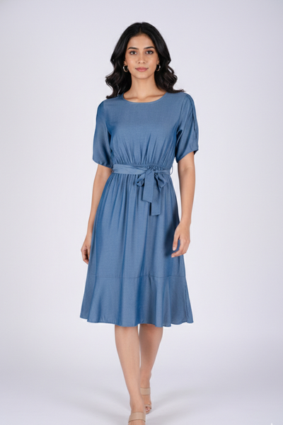 Nifty Soul  Denim Ruffled Hem Dress