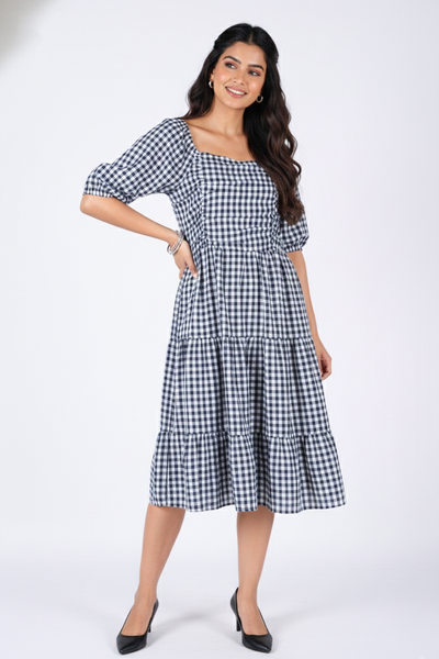 Nifty Soul Dress With Smocked Back & Tie