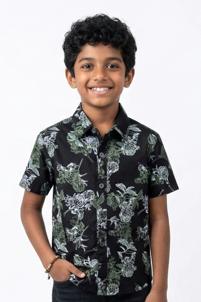 Krass Boys Slim Fit Printed Shirt - Lavender Swirl