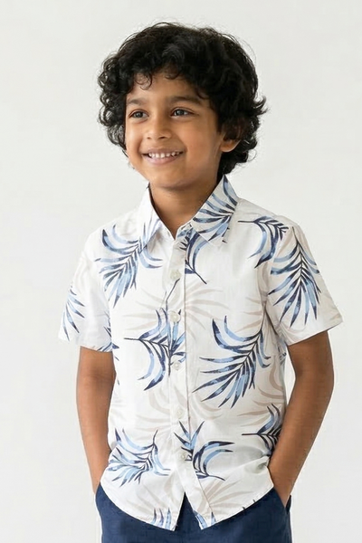 Krass Boys Slim Fit Printed Shirt - Lunar  Haze