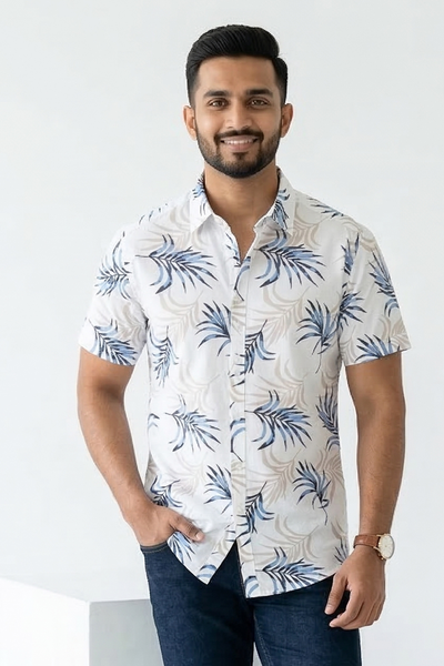 Krass Slim Fit Printed Shirt - Lunar Haze