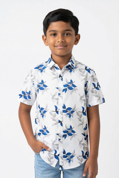Krass Boys Slim Fit Printed Shirt - Coastal Palm