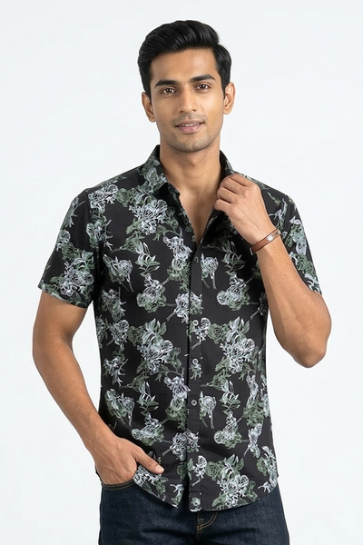 Krass Slim Fit Printed Shirt - Lavender Swirl 