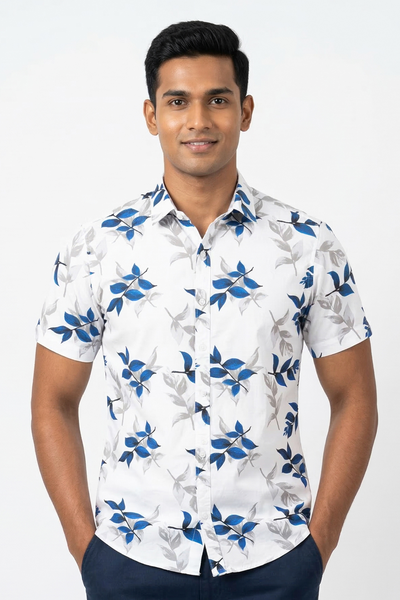 Krass Slim Fit Printed Shirt - Coastal Palm