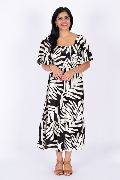 Nifty Soul Smocked Dress With Frill Sleeve