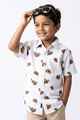 Krass Boys Slim Fit Printed Shirt - Silver Boom 