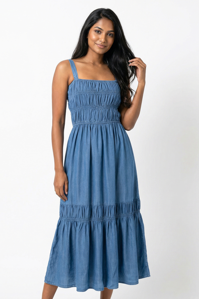 Nifty Soul Smocked Ruffled Hem Dress