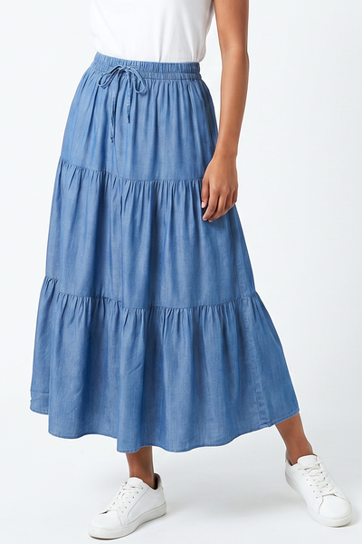 Nifty Soul Denim Ruffled Hem Skirt