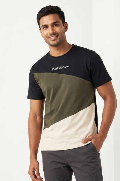 Dark Mens Relax Fit Panel Tees- Street