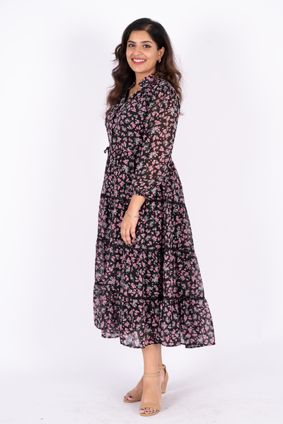 Nifty Soul L/S Ruffled Hem Dress With Lace