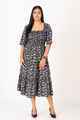 Nifty Soul Square Neck Smocked Tiered Dress