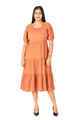 Nifty Soul Half Puff Sleeve Round Neck Tiered Midi Dress