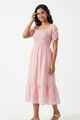 Nifty Soul Sqaure Neck Smocked Midi Dress