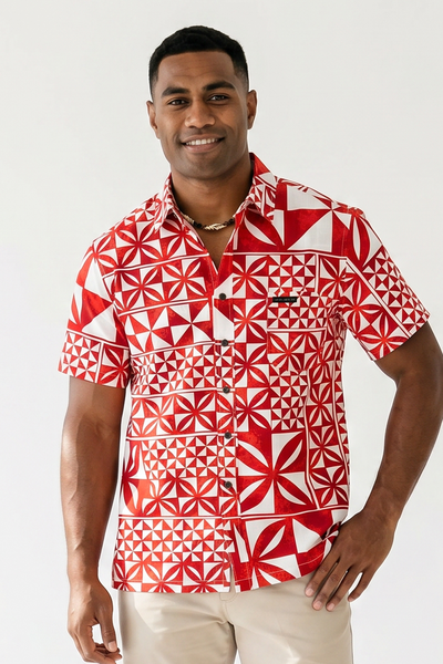 Tribal Origin Mens Bula Shirt- Masi