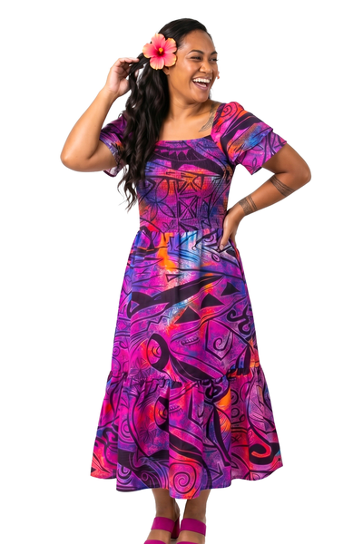 Akamu Smoked Ruffled Hem Dress Koroi