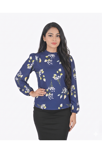 NIFTY SOUL ROSETTE HI NECK  L/S TOP - LEAVE