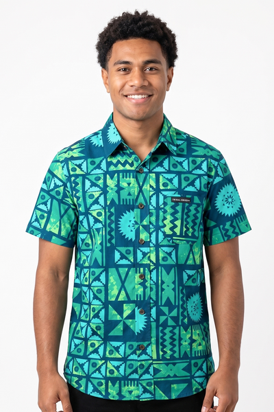 Tribal Origin Mens Bula Shirt- Tapa