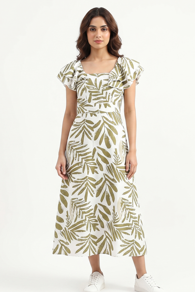 Nifty Soul Square Neck Back Smocked Dress