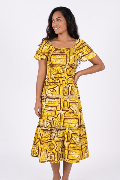 Akamu Smoked Ruffled Hem Dress- Farasiko