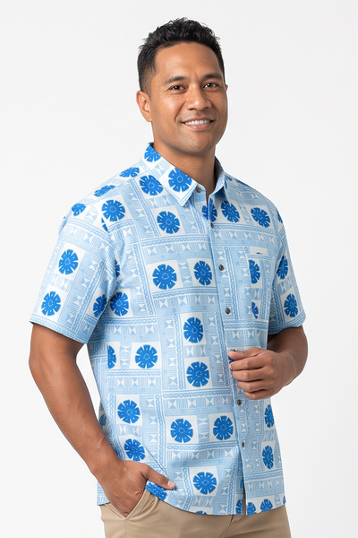 Fiji Day Mens Bula Shirt - Banner Blue