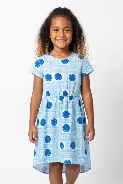 Fiji Day Girls Maddie Dress- Banner Blue