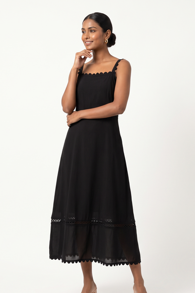 Nifty Soul Smocked Dress With Lace