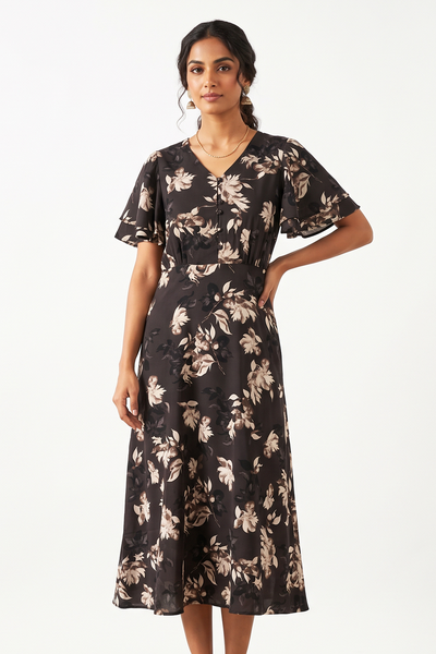 Nifty Soul Dress With Frill Sleeve