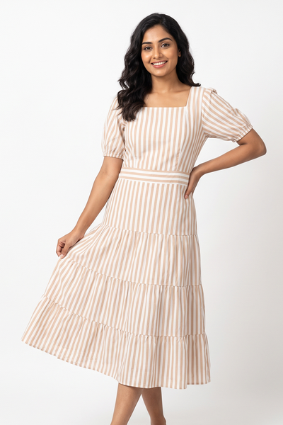 Nifty Soul Square Neck Stripped Dress